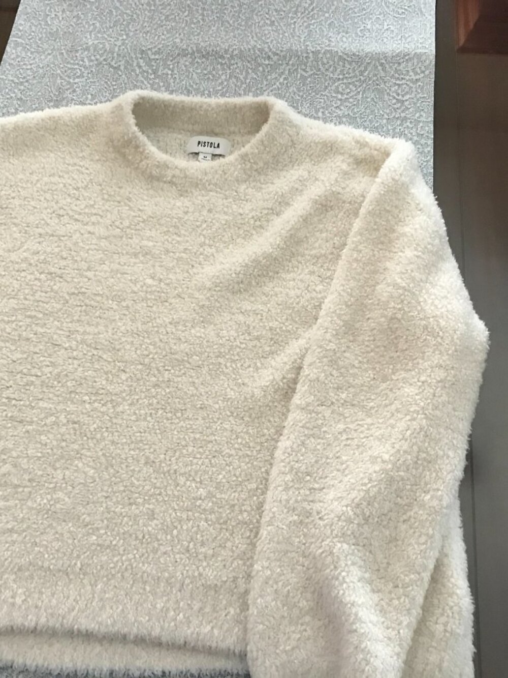 Pistola Alpine Cozy Fuzzy Bouclé Oversized Knit Sweater Cream M
